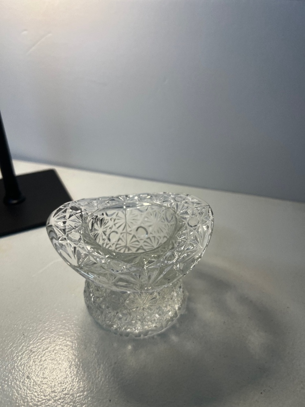 Vintage Clear Glass Fenton Daisy & Button Top Hat Toothpick Holder